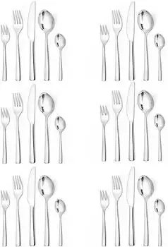 LuxusKollektion Besteckset 30-teilig f&uuml;r 6 Personen, Edelstahl, sp&uuml;lmaschinenfest, silber