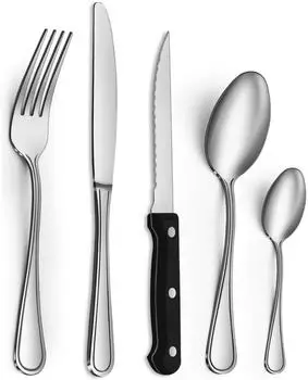 LuxusKollektion Besteck-Set 30-teilig, Edelstahl, f&uuml;r 6 Personen, mit Steakmessern