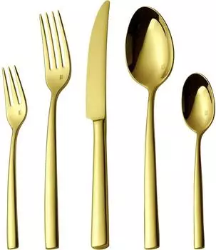 LuxusKollektion Besteck-Set 60-teilig f&uuml;r 12 Personen, Edelstahl 18/10, champagner gold