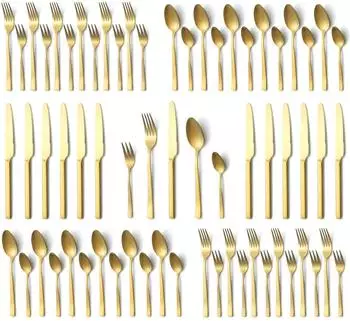 LuxusKollektion Besteckset 60-teilig, gold matt, 12 Personen, Edelstahl