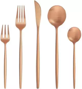 LuxusKollektion Besteck-Set 30-teilig, Edelstahl ros&eacute;gold matt, 6 Personen
