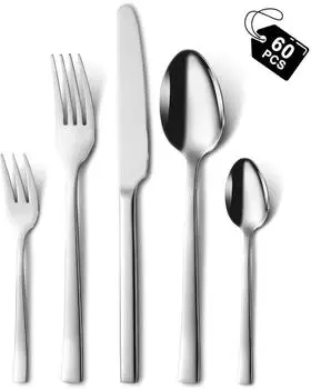 LuxusKollektion Besteckset 60-teilig f&uuml;r 12 Personen, Edelstahl, hochglanzpoliert