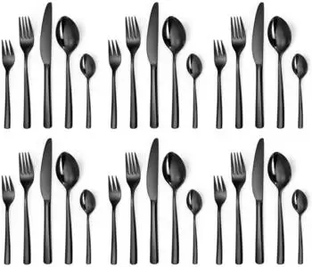 LuxusKollektion Besteck-Set 30-teilig f&uuml;r 6 Personen, Edelstahl, schwarz