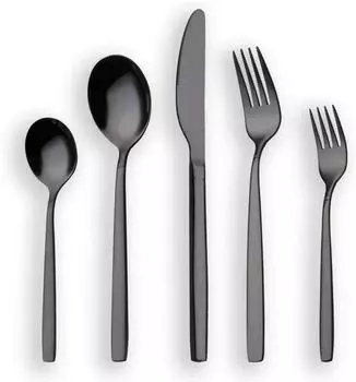 LuxusKollektion Besteckset 30-teilig, 6 Personen, Titan schwarz, Edelstahl 18/0
