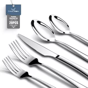 LuxusKollektion Besteck-Set 20-teilig, Edelstahl, silber, 4 Personen