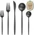 LuxusKollektion Besteck-Set 60-teilig für 12 Personen, Edelstahl, schwarz