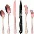 LuxusKollektion Besteck-Set 36-teilig, roségold, Edelstahl, Blumenmuster, für 6 Personen