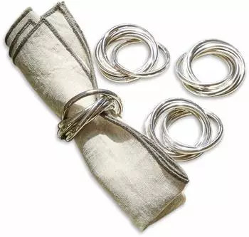 Loberon Limche Serviettenring 4er-Set, Messing, silber (20212-15-1)