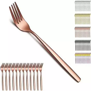 LuxusKollektion Tafelgabeln roségold, Edelstahl Titanbeschichtung, 12er-Set