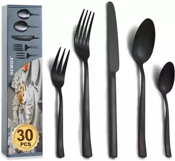 LuxusKollektion Besteck-Set 30-teilig, Edelstahl, mattschwarz (68862)