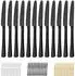 LuxusKollektion Tafelmesser 12er-Set, Edelstahl mattschwarz, Wellenschliff, 23,8cm