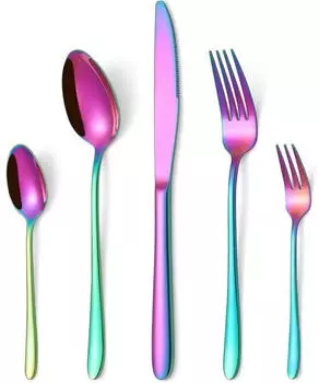 LuxusKollektion Besteckset Regenbogen 60-teilig f&uuml;r 12 Personen, Edelstahl, sp&uuml;lmaschinenfest