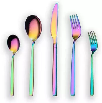 LuxusKollektion Besteckset 30-teilig, Regenbogen, Titan-Beschichtung, Edelstahl 18/0