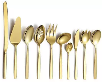 LuxusKollektion Servierset 10-teilig Edelstahl mit Goldtitanbeschichtung
