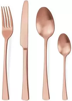 LuxusKollektion Besteck-Set 24-teilig f&uuml;r 6 Personen, Edelstahl ros&eacute;gold matt