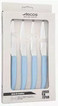 Arcos Steak Basics Steakmesser-Set 4-teilig, NITRUM-Edelstahl 110mm, blau (830700)