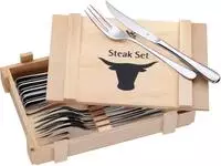 WMF Steakbesteck "inklusive Holzkiste, Monobloc, Wellenschliff, auch als