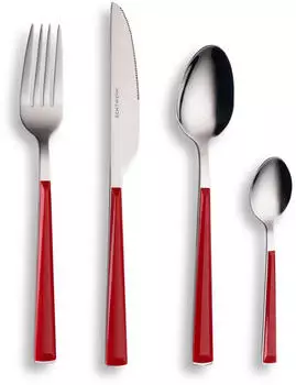 Echtwerk Basic 24-tlg. Besteckset f&uuml;r 6 Personen (rot)