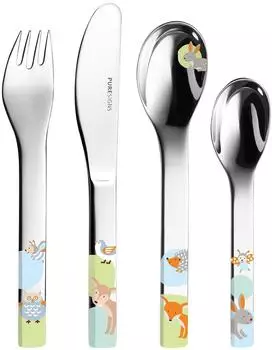 Puresigns Kinderbesteck-Set WOODY 4-teilig