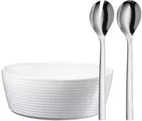WMF Salatbesteck "Nuova" 2x Salatbesteck, 1x Porzellan-Salatsch&uuml;ssel,