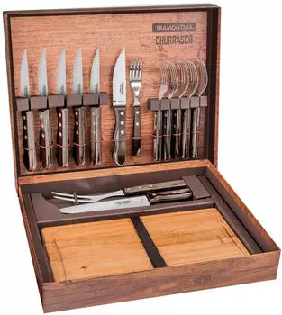 Tramontina Churrasco BBQ-Koffer Jumbo (15-tlg.) braun