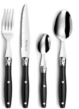 Lou Laguiole Steakbesteck Set 24-tlg. Wellenschliff schwarz