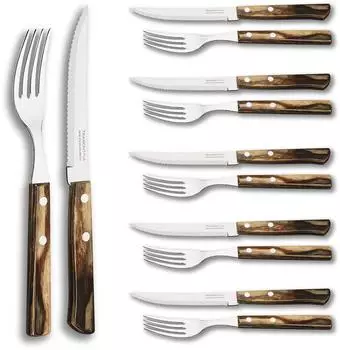 Tramontina Steakbesteck Set 12-tlg. Edelstahl braun