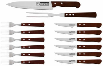 CS Kochsysteme Steakbesteck Br&uuml;hl 14-tlg. mit Holzgriffen
