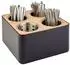 APS Besteckbehälter inkl. 4 Edelstahl Köcher Holz 27 x 27 cm H15 cm schwarz/braun