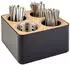 APS Besteckbehälter inkl. 4 Edelstahl Köcher Holz 27 x 27 cm H15 cm schwarz/braun