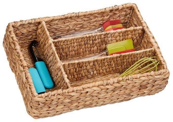 Relaxdays Schubladen Ordnungssystem Wasserhyazinthe mit 4 Fächern HxBxT 10,5x42x29 cm Natur (10048133)