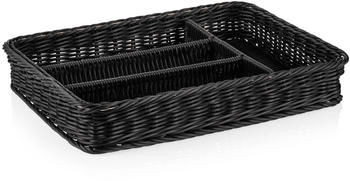 WAS Germany Besteckkorb Schwarz mit 4 Facheinteilungen 40 x 30 x 6,5 cm