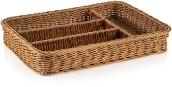 WAS Germany Besteckkorb Beige mit 4 Facheinteilungen 40 x 30 x 6,5 cm