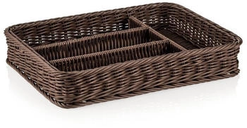 WAS Germany Besteckkorb Braun mit 4 Facheinteilungen 40 x 30 x 6,5 cm