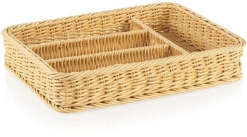 WAS Germany Besteckkorb Hellbeige mit 4 Facheinteilungen 40 x 30 x 6,5 cm