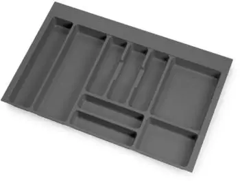 Emuca Optima Besteckeinsatz Schublade 736x482mm 9 F&auml;cher Kunststoff anthrazit (800mm)