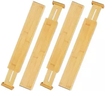 Relaxdays Schubladentrenner Bambus 4er-Set, 1.5x6x55.5cm