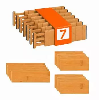 Relaxdays Schubladentrenner-Set, 22-teilig, verstellbar 43,5-56,5cm, Bambus