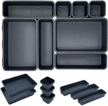 LuxusKollektion Schubladen-Organizer Set, 8-teilig, grau, flexibel kombinierbar