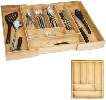 MCW Besteckkasten -B20 ausziehbar, Holz, braun, 58x6x45cm (800001918640)