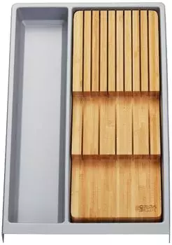 Sotech SEPARADO Individual Schubladeneinsatz silbergrau, 300x474x51mm, Bambus Messereinsatz (135261)