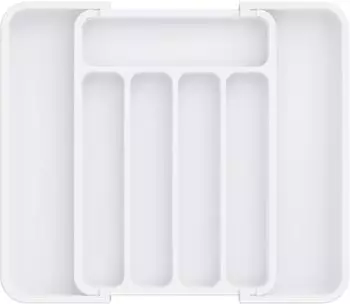 LuxusKollektion Besteckeinsatz f&uuml;r Schubladen, erweiterbar, abnehmbar, mittel, wei&szlig;