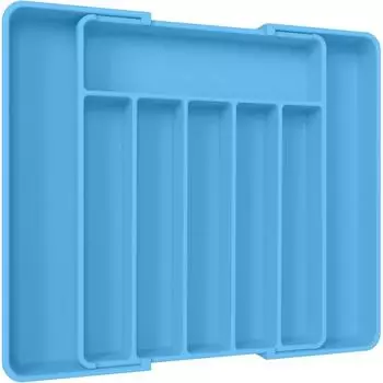LuxusKollektion Besteckeinsatz für Schubladen, erweiterbar, dunkelblau, groß