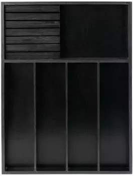 LuxusKollektion Besteckeinsatz mit Messerblock, Bambus, schwarz, 5 Fächer