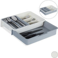 Besteckkasten, Ausziehbar, 7 F&auml;cher, F&uuml;r Besteck & K&uuml;chenutensilien, Kunststoff,