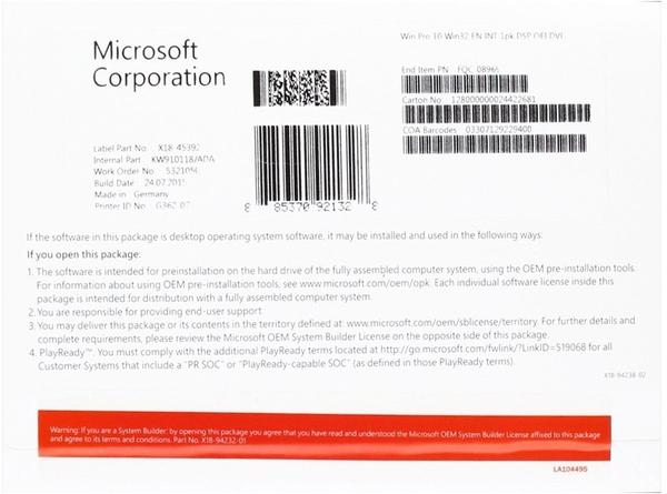 Microsoft Windows 10 Pro 32-bit (EN) (Box)