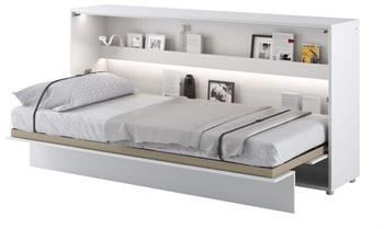 Meblini Bed Concept BC-06 90x200cm horizontal mit Matratze hochglanz-weiß/weiß