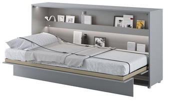 Meblini Bed Concept BC-06 90x200cm horizontal mit Matratze grau-matt