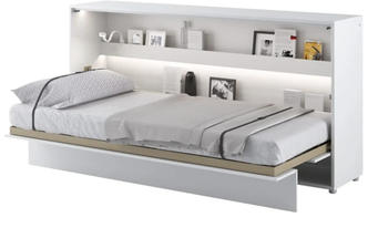 Meblini Bed Concept BC-06 90x200cm horizontal mit Matratze wei&szlig;-matt