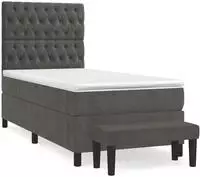 vidaXL Boxspringbett mit Matratze Dunkelgrau 100x200 cm Samt